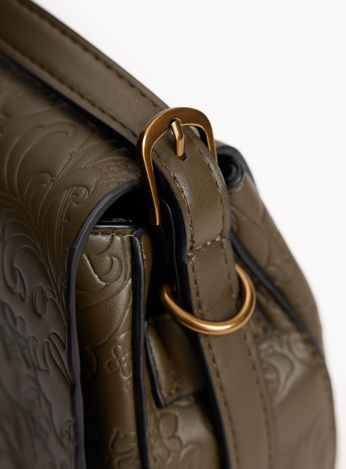 Tu x Morris & Co. Khaki Embossed Saddle Bag One Size - Image 4 thumbnail