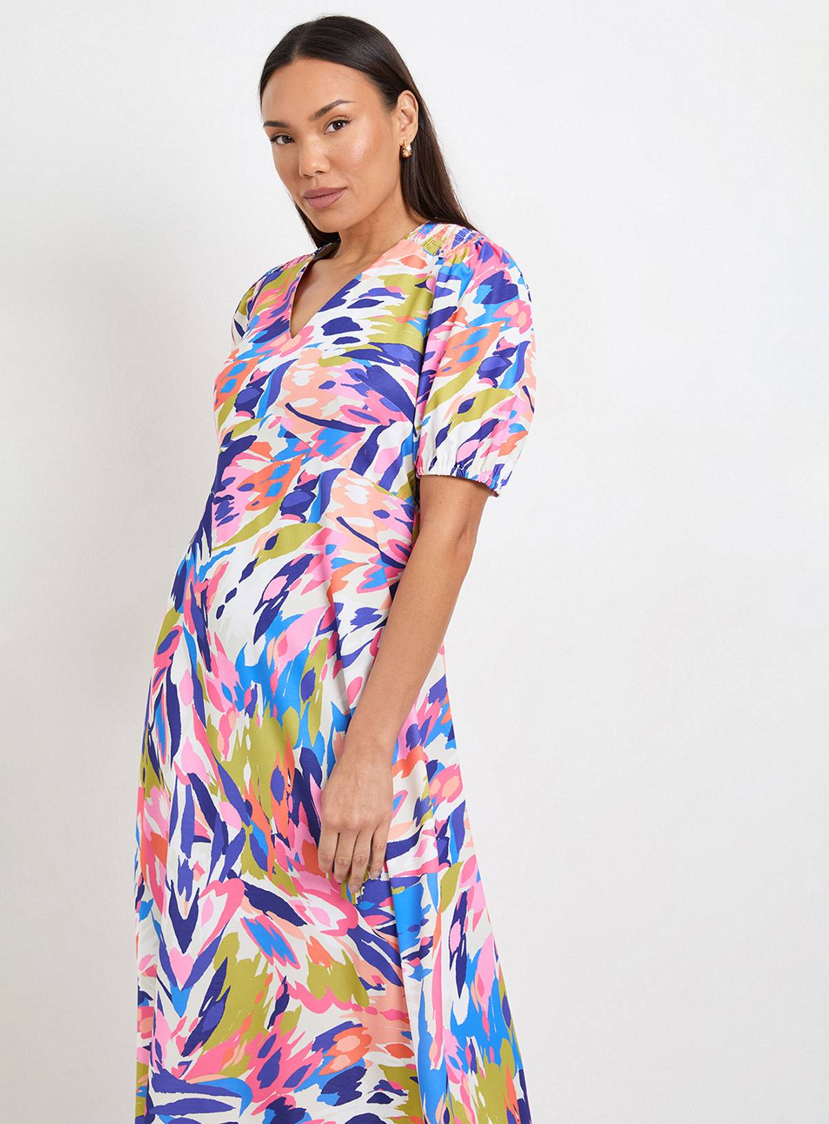 WALLIS Abstract Ruched Midi Dress 14 - Image 2