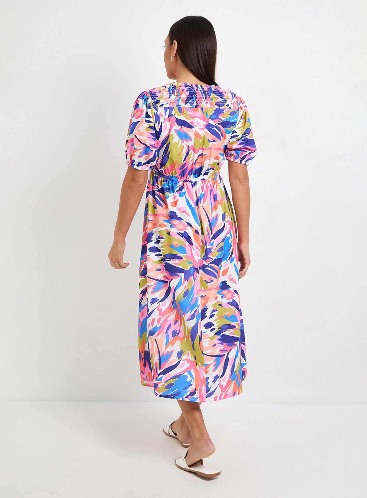 WALLIS Abstract Ruched Midi Dress 14 - Image 3 thumbnail