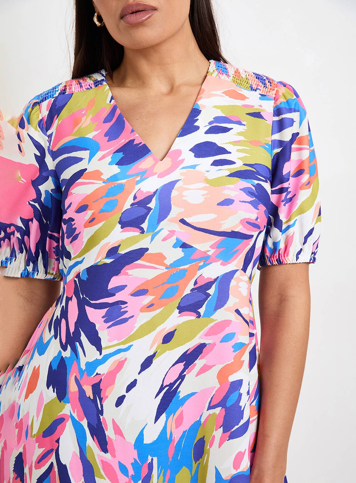 WALLIS Abstract Ruched Midi Dress 14 - Image 5