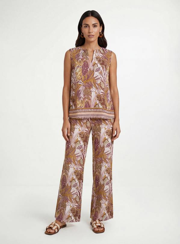 WALLIS Tropical Print Wide Leg Trouser 12