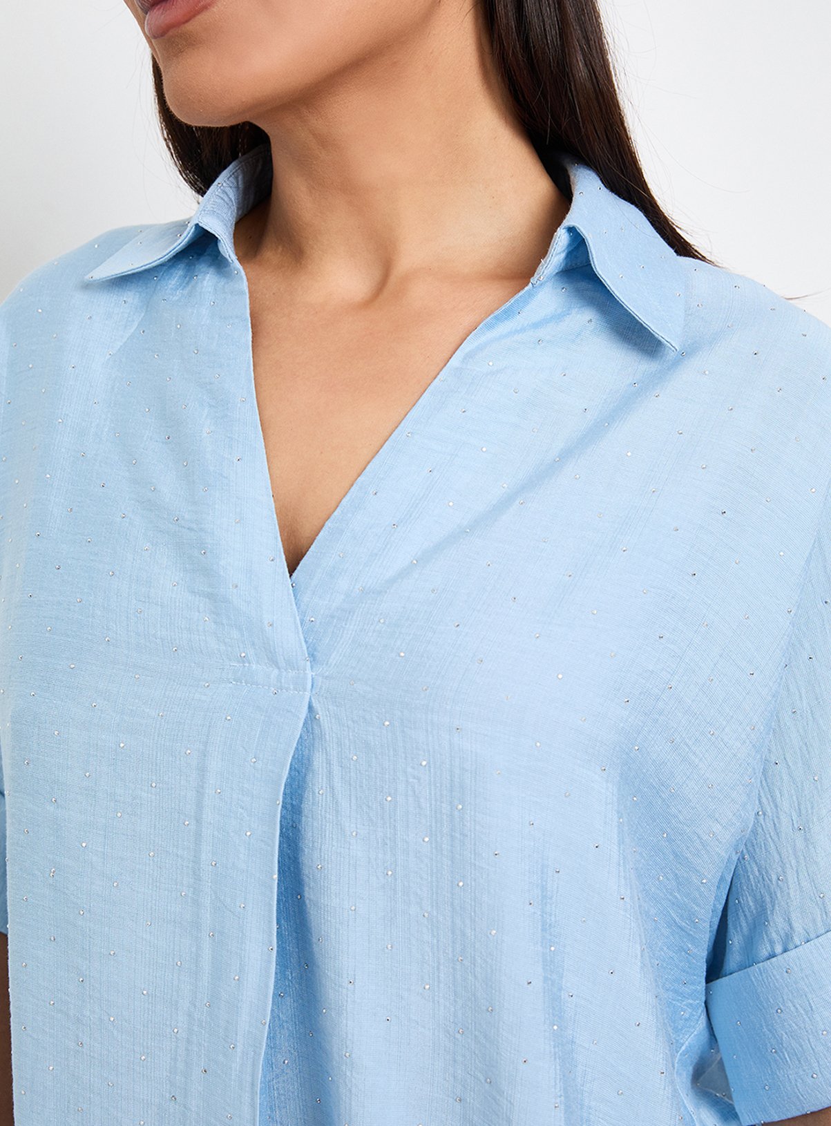 Buy WALLIS Hotfix Short Sleeve Overhead Shirt Blue 10 | Shirts | Argos