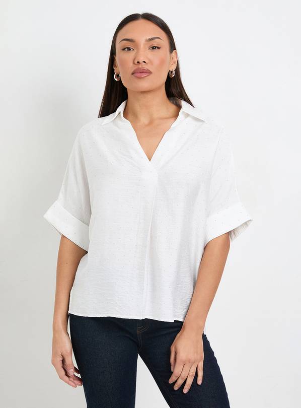 WALLIS Hotfix Short Sleeve Overhead Shirt Ivory 14