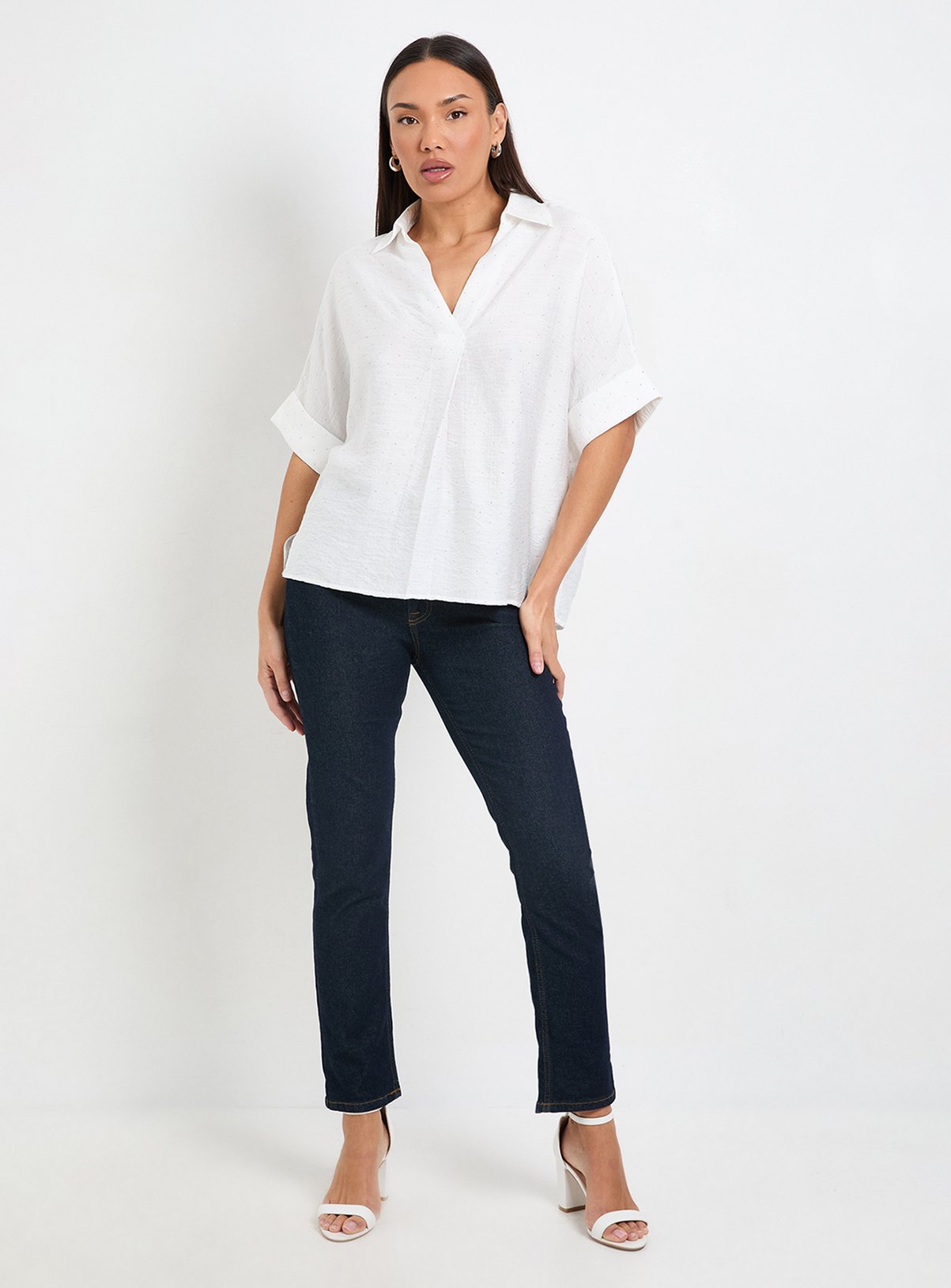 Buy WALLIS Hotfix Short Sleeve Overhead Shirt Ivory 20 | Shirts | Tu