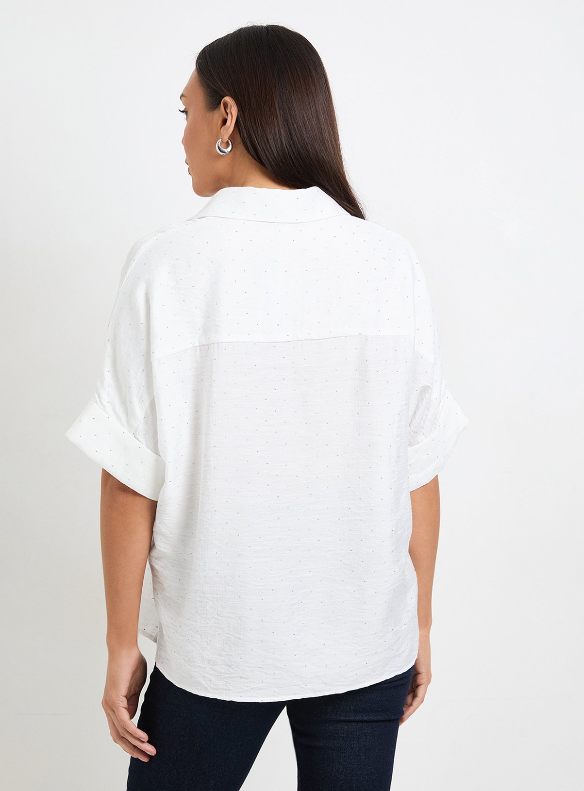 WALLIS Hotfix Short Sleeve Overhead Shirt Ivory 16 - Image 3 thumbnail