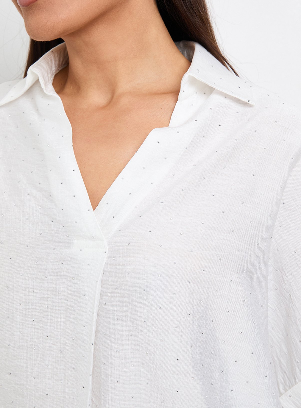 WALLIS Hotfix Short Sleeve Overhead Shirt Ivory 16 - Image 4 thumbnail