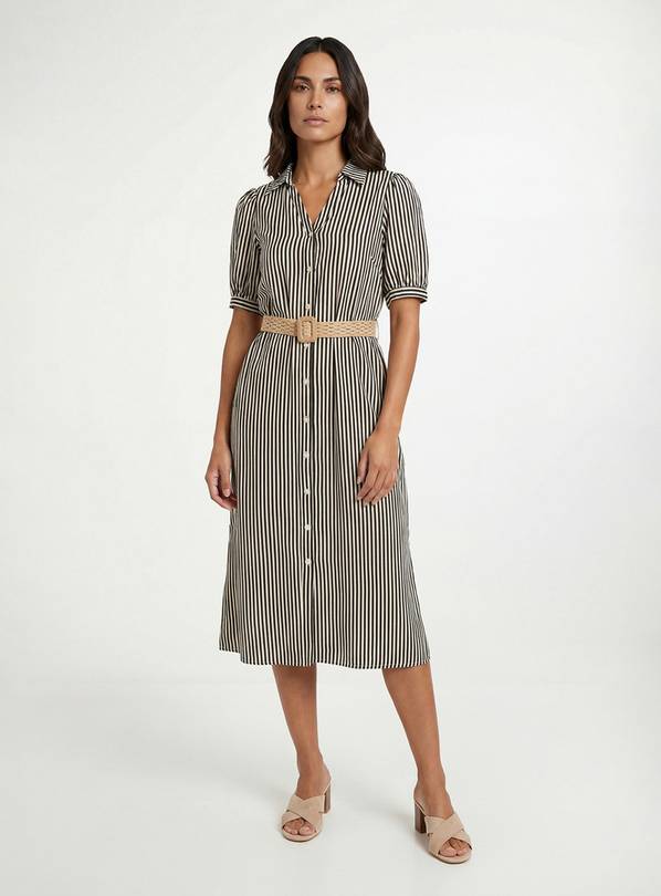 WALLIS Stripe Belted Midi Dress 14