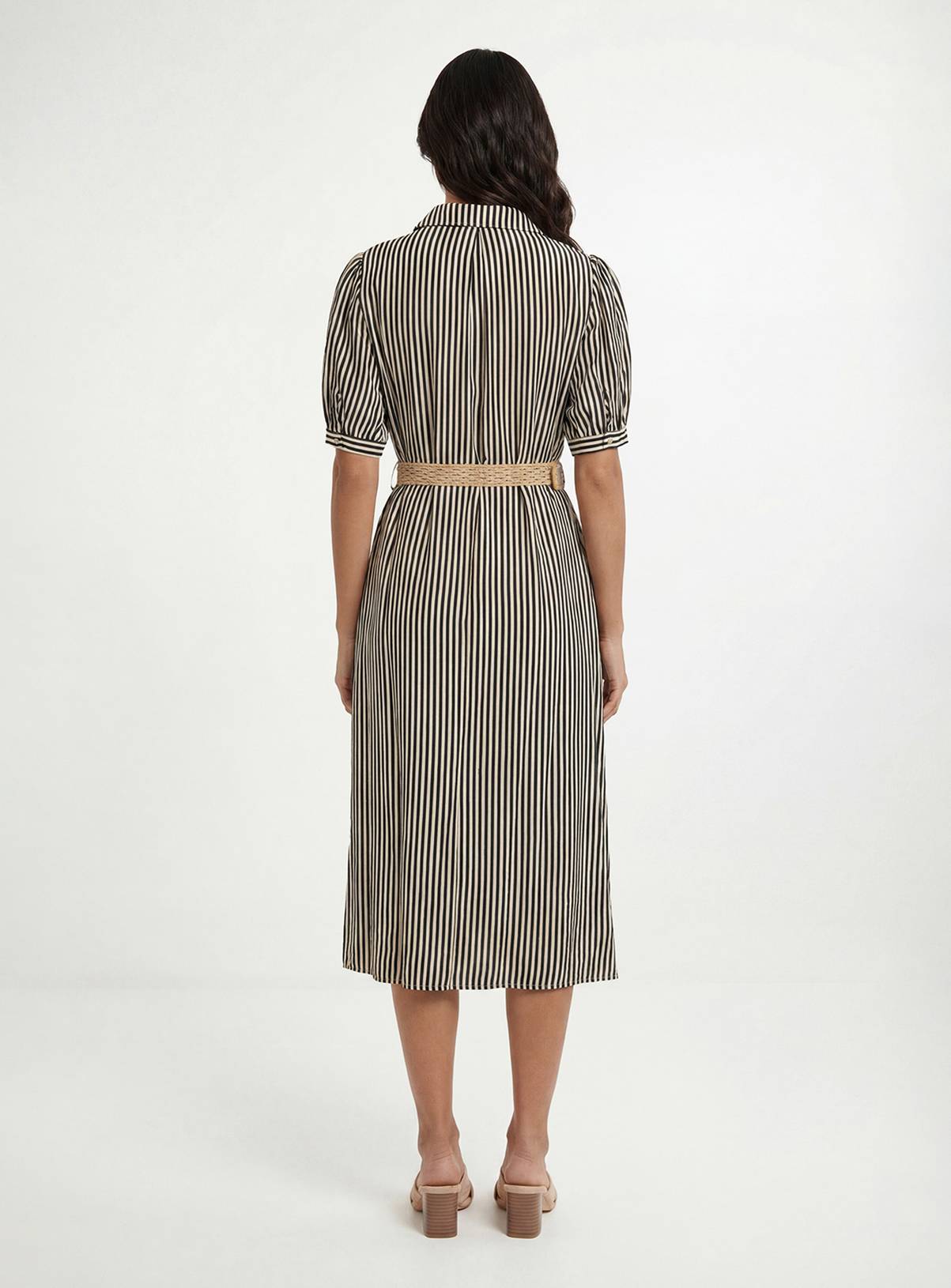 WALLIS Stripe Belted Midi Dress 14 - Image 2