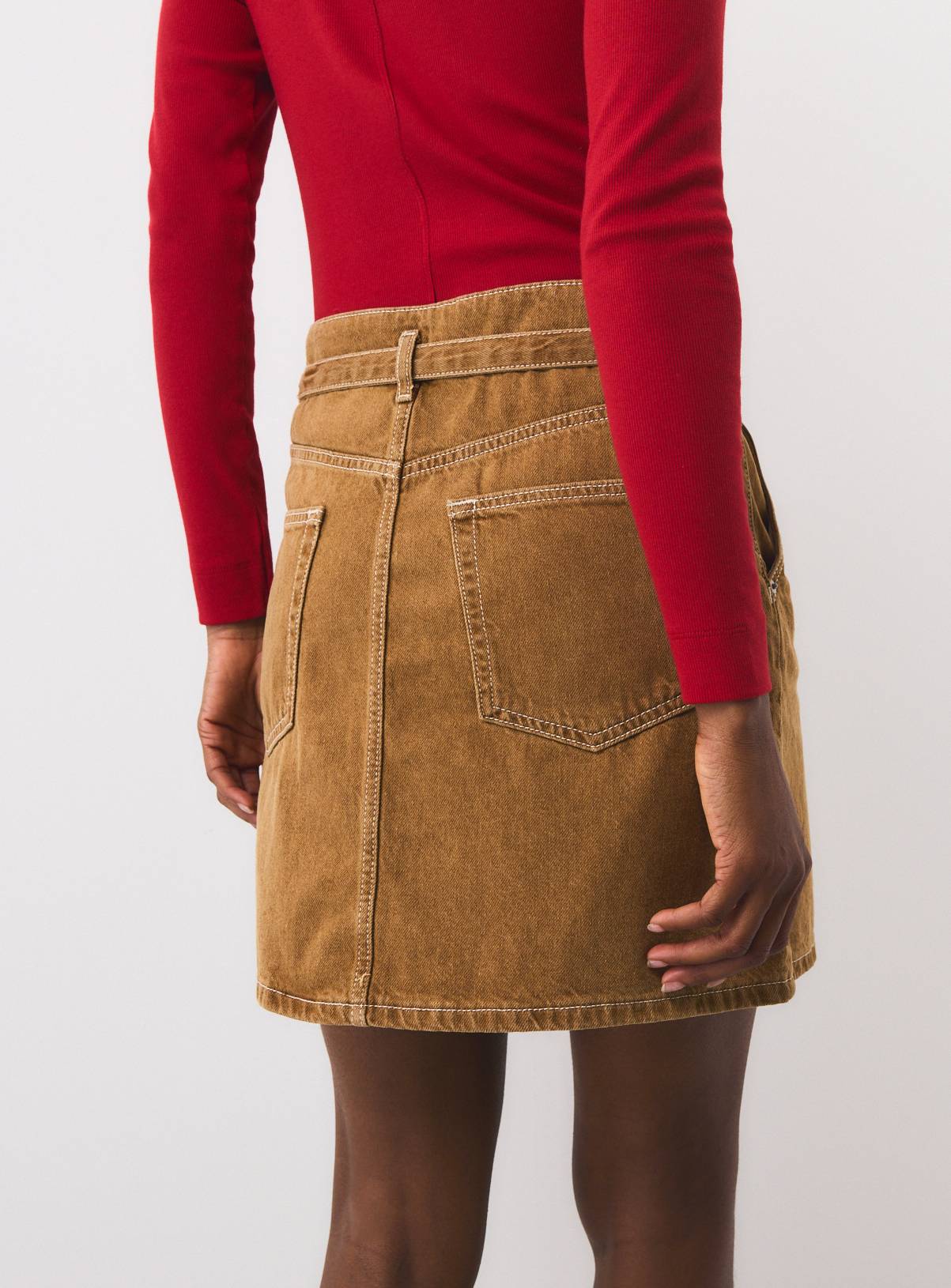 Tan Denim Co-ord Mini Skirt 22 - Image 5