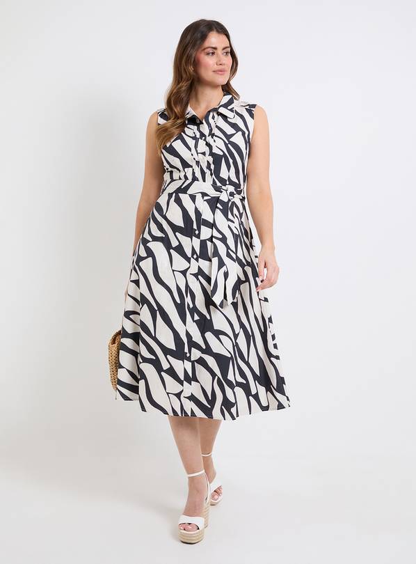 WALLIS Palm Print Cotton Belted Shirt Dress 18