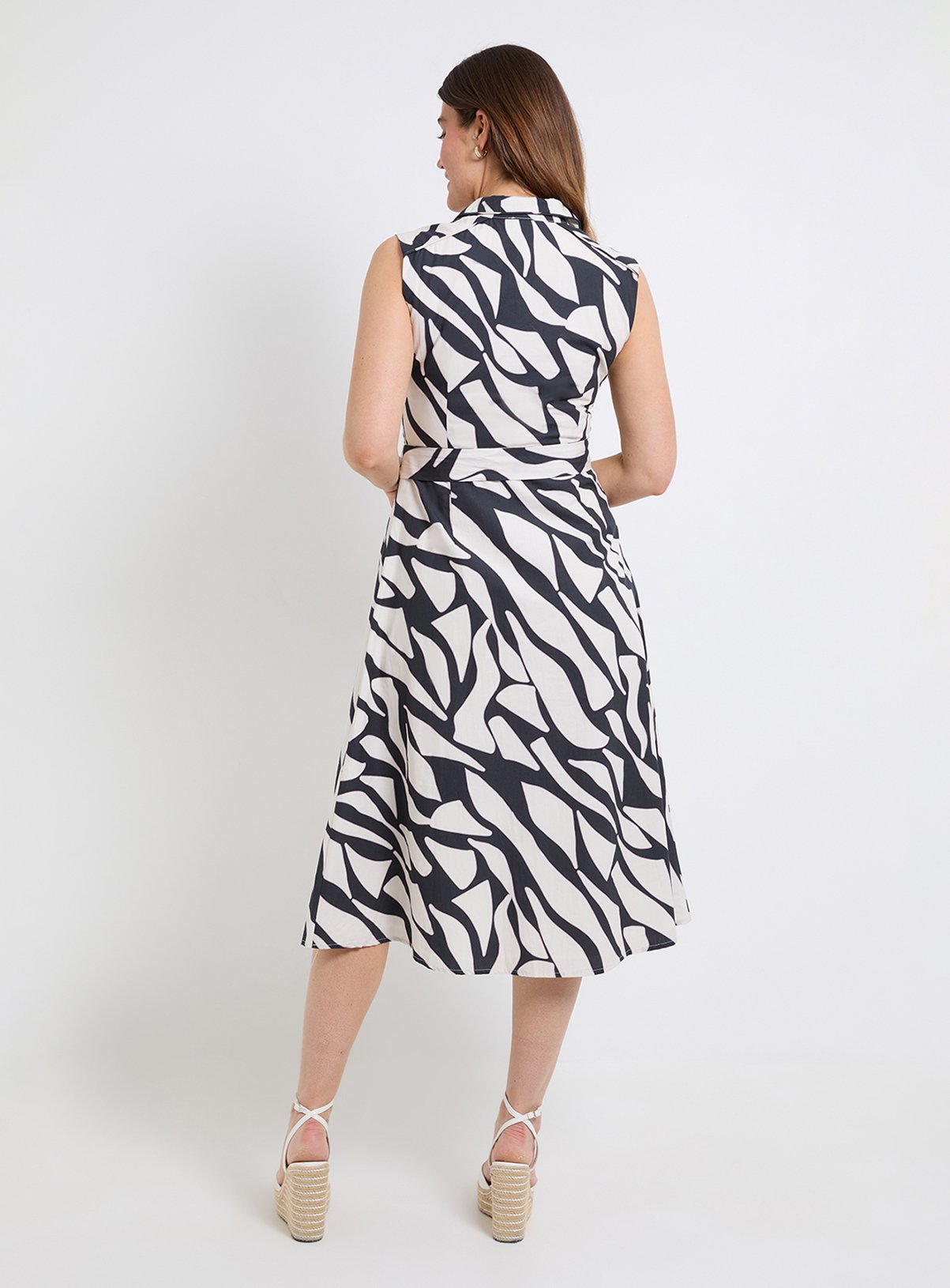 WALLIS Palm Print Cotton Belted Shirt Dress 18 - Image 3 thumbnail