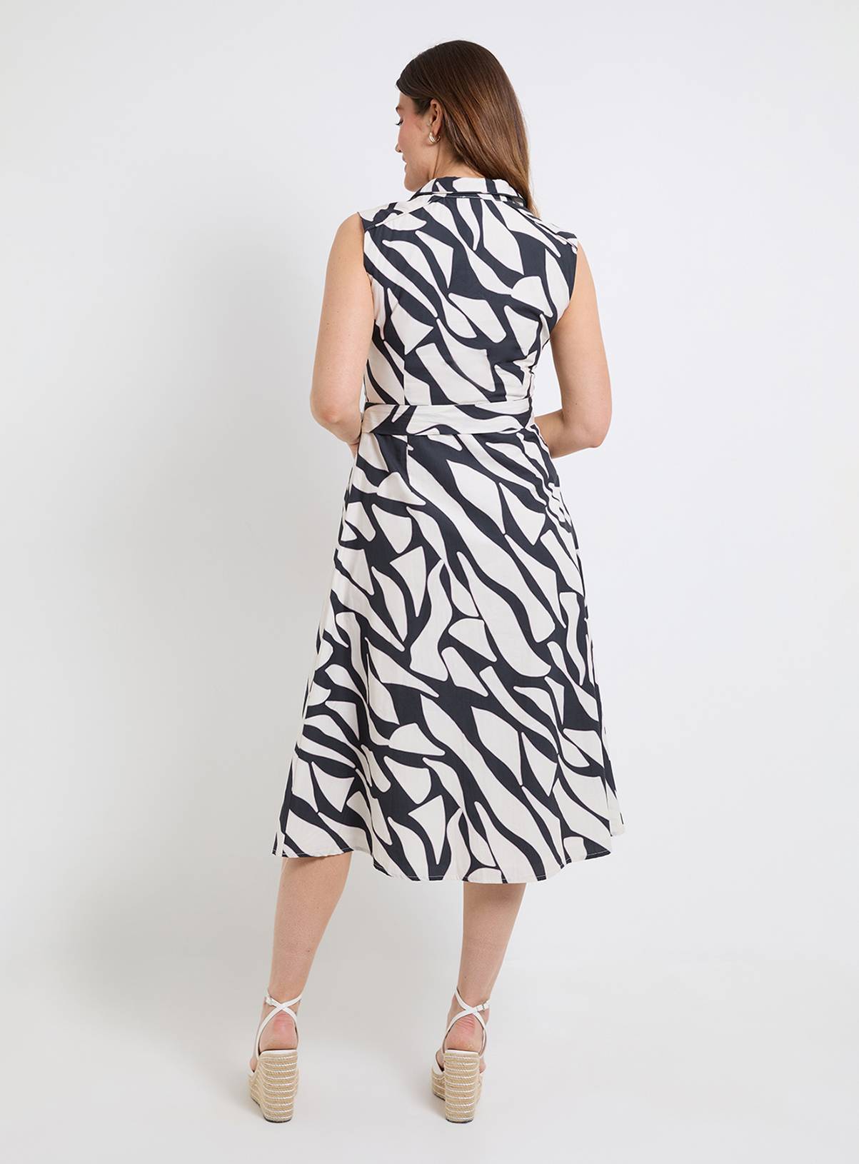 WALLIS Palm Print Cotton Belted Shirt Dress 18 - Image 3
