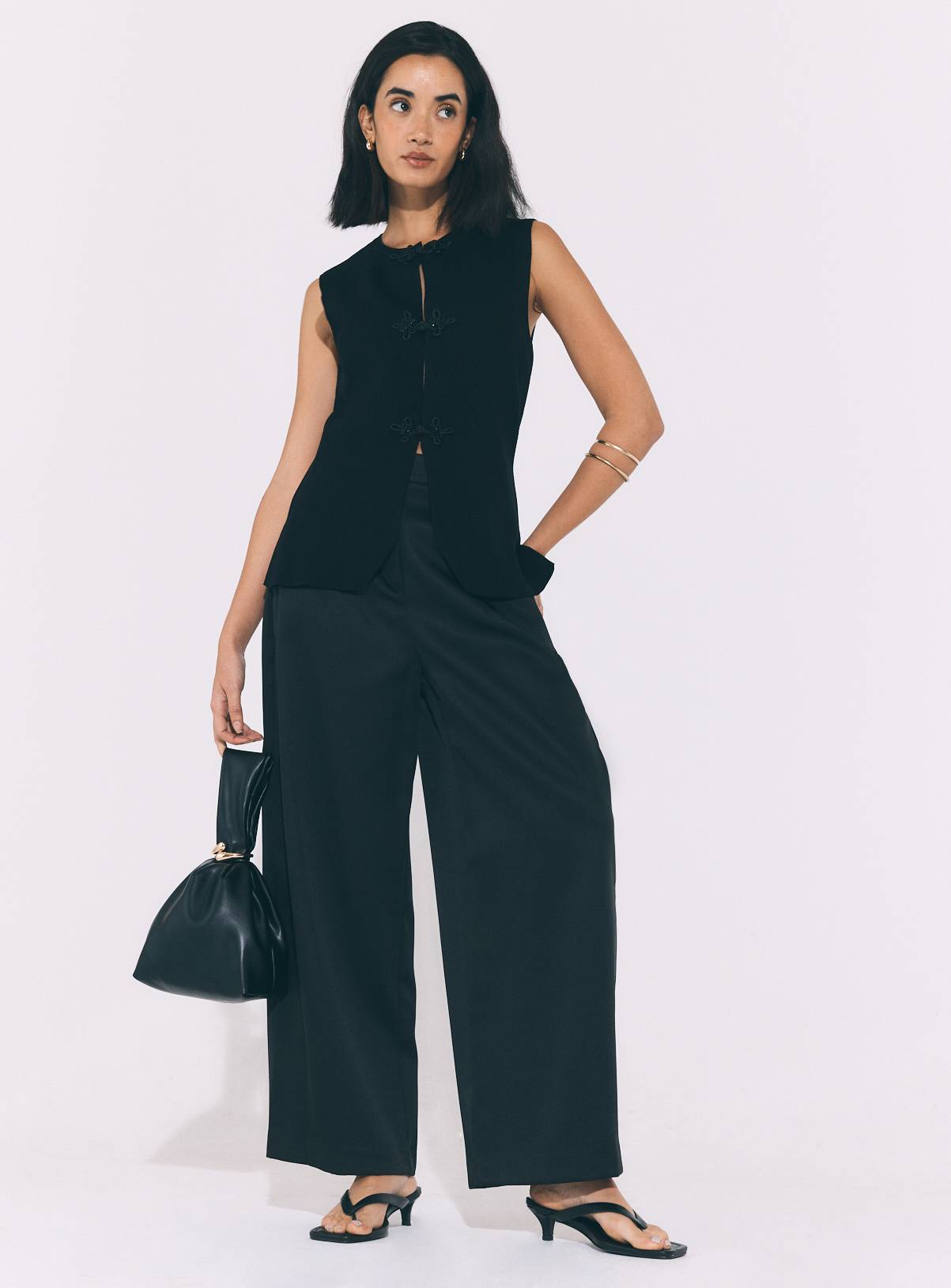 Black Heavy Satin Barrel Leg Trousers 22 - Image 2