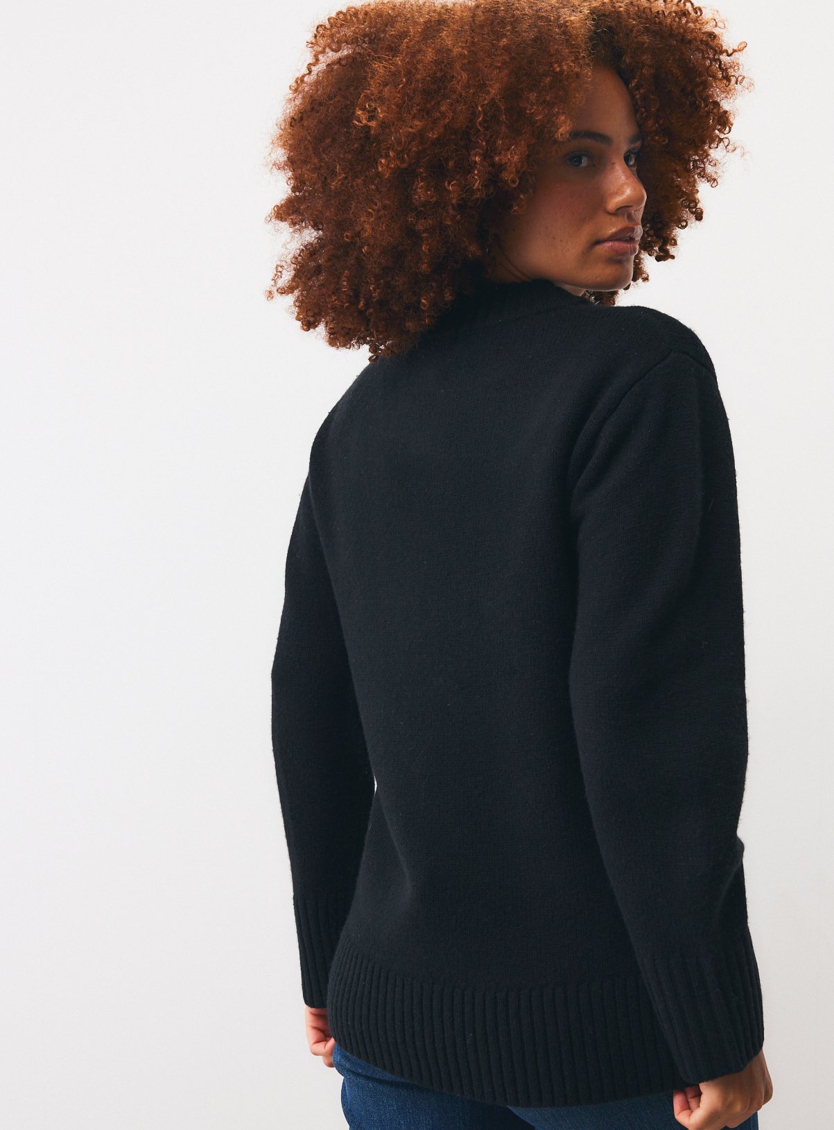 Black Pure Lambswool V-Neck Jumper XL - Image 4 thumbnail