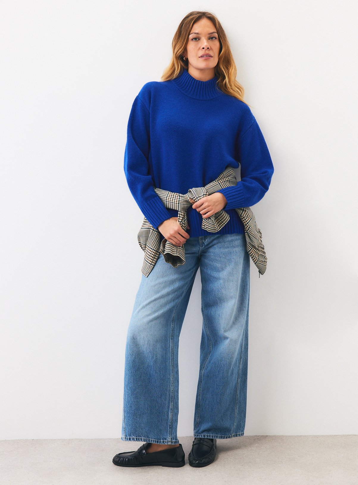 Blue Pure Lambswool High Neck Jumper XS - Image 2 thumbnail