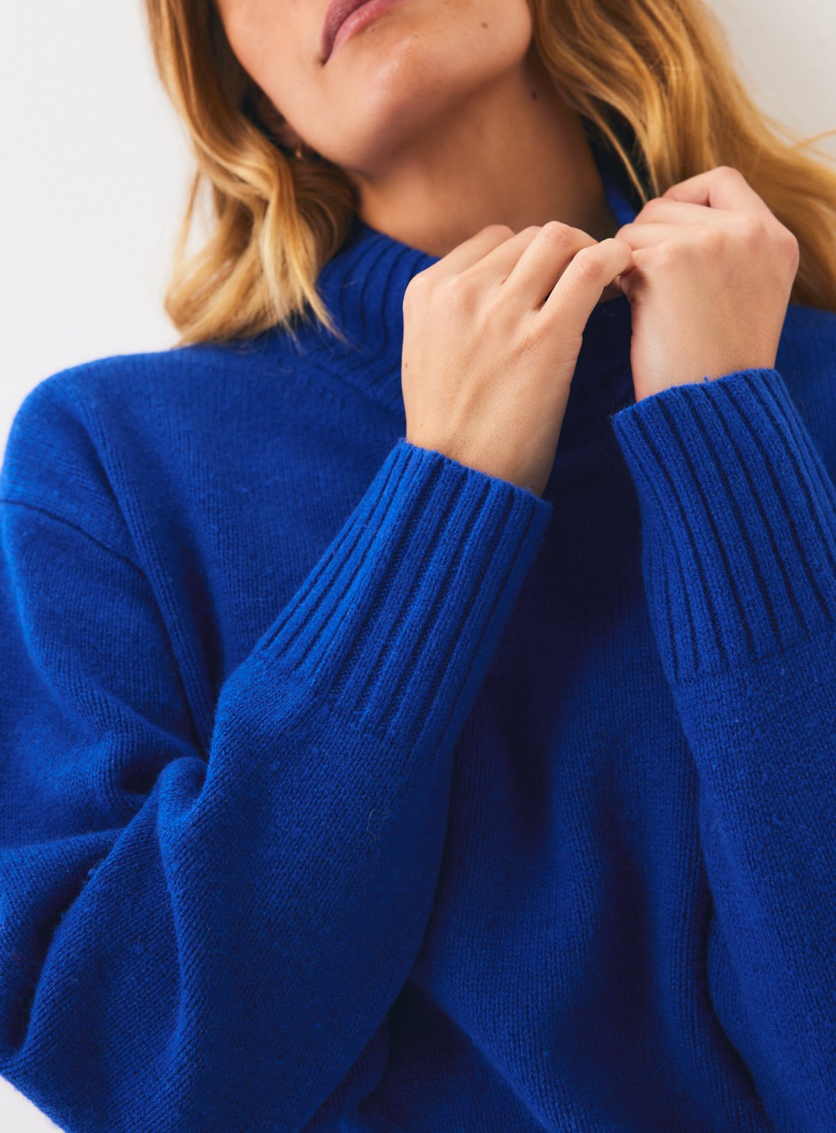 Blue Pure Lambswool High Neck Jumper XS - Image 3 thumbnail