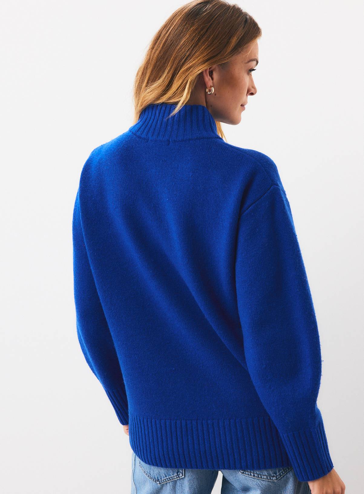 Blue Pure Lambswool High Neck Jumper XS - Image 4