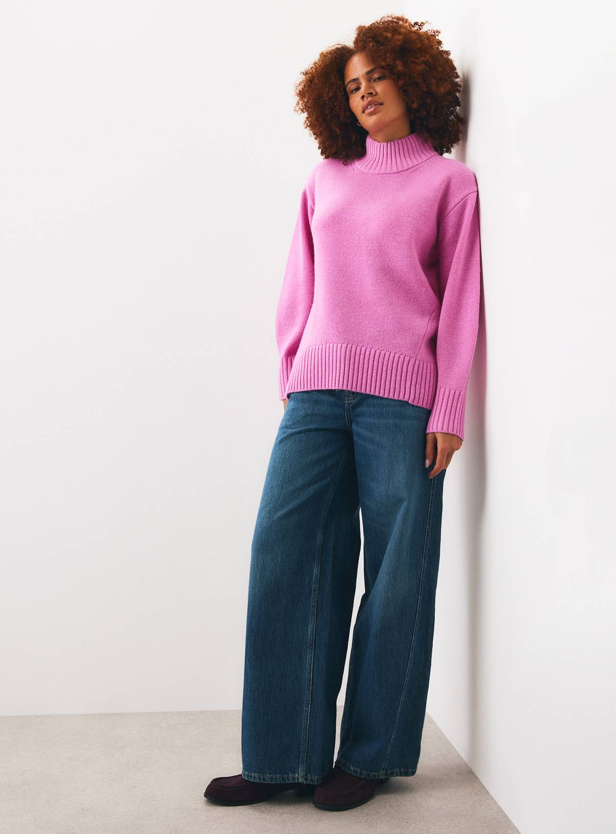 Pink Pure Lambswool High Neck Jumper XS - Image 3
