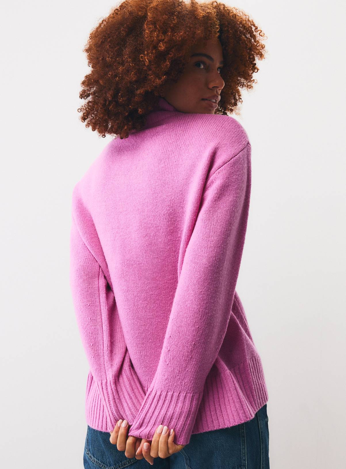 Pink Pure Lambswool High Neck Jumper XS - Image 4