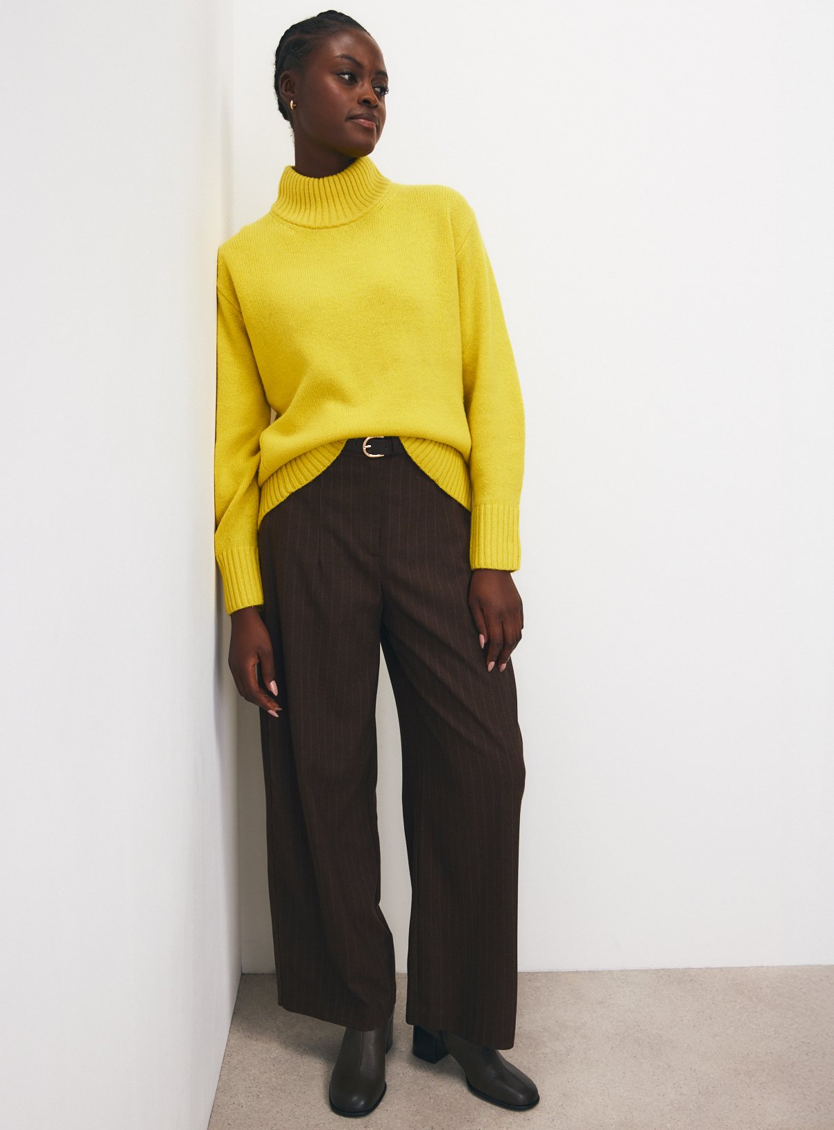 Yellow Pure Lambswool High Neck Jumper XL - Image 3 thumbnail