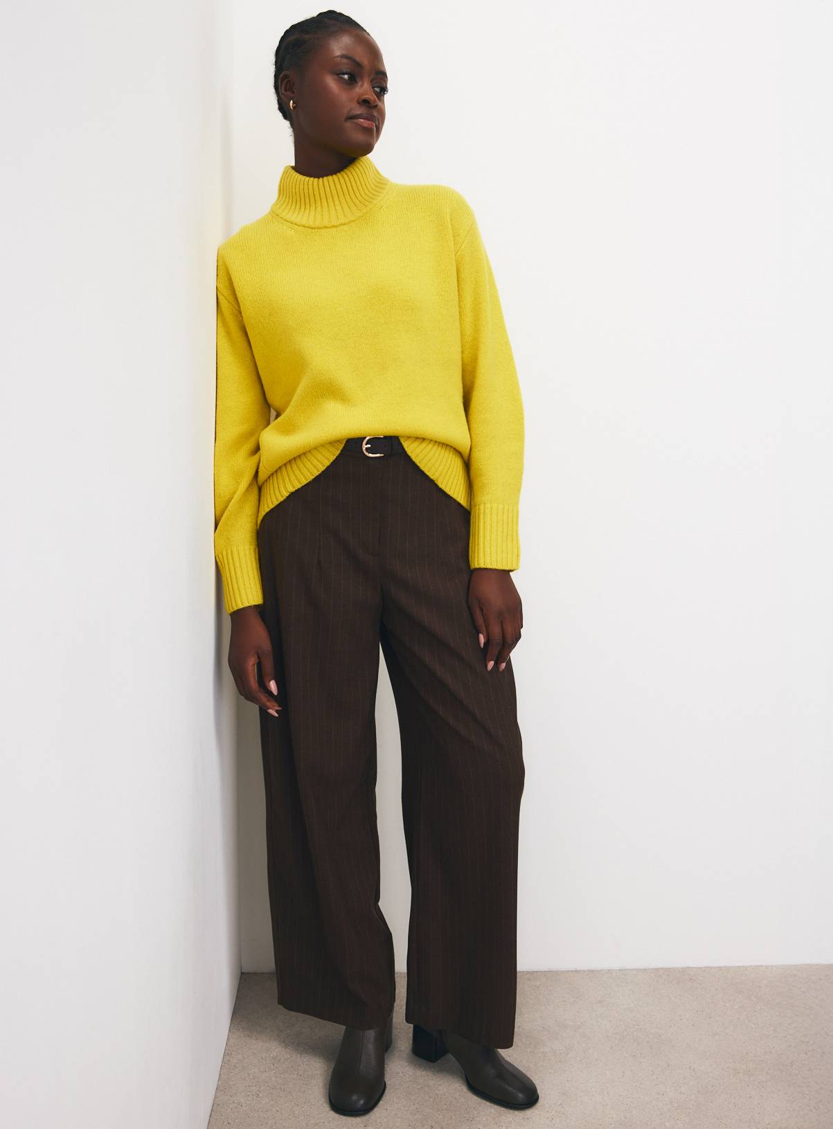 Yellow Pure Lambswool High Neck Jumper XL - Image 3