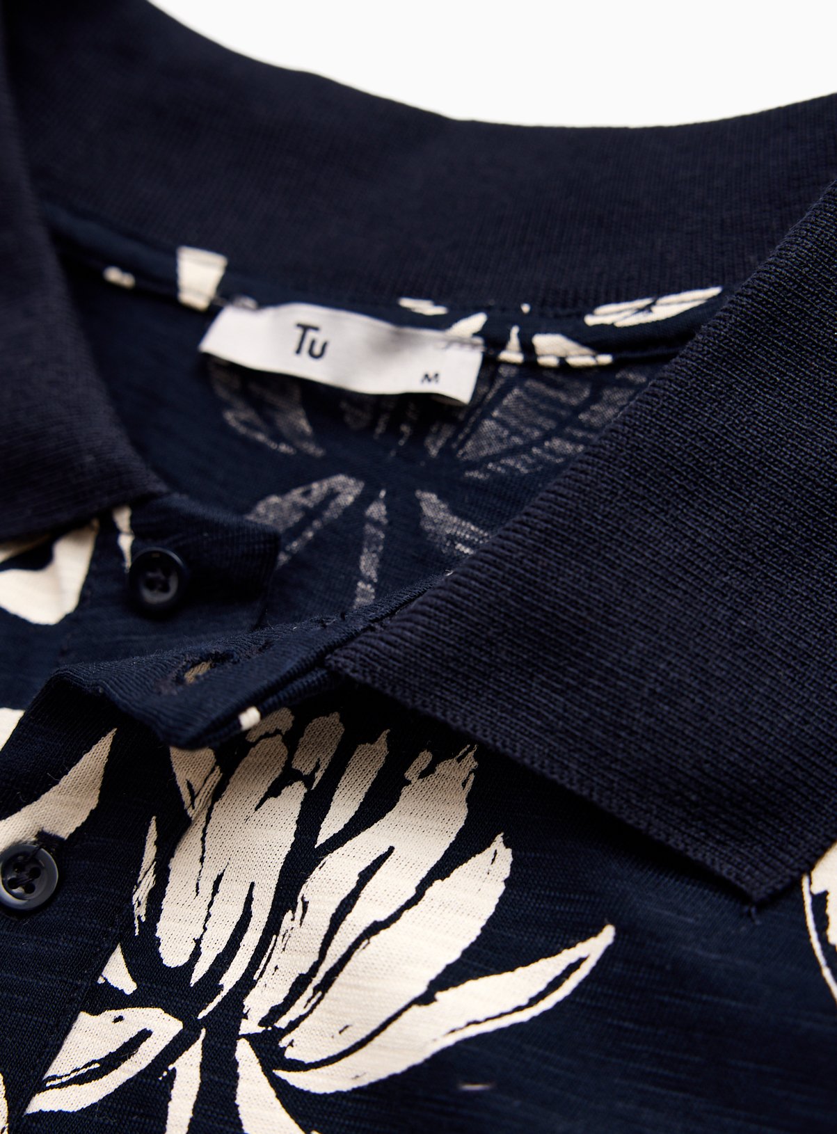 Navy Floral Print Polo Shirt XS - Image 4 thumbnail