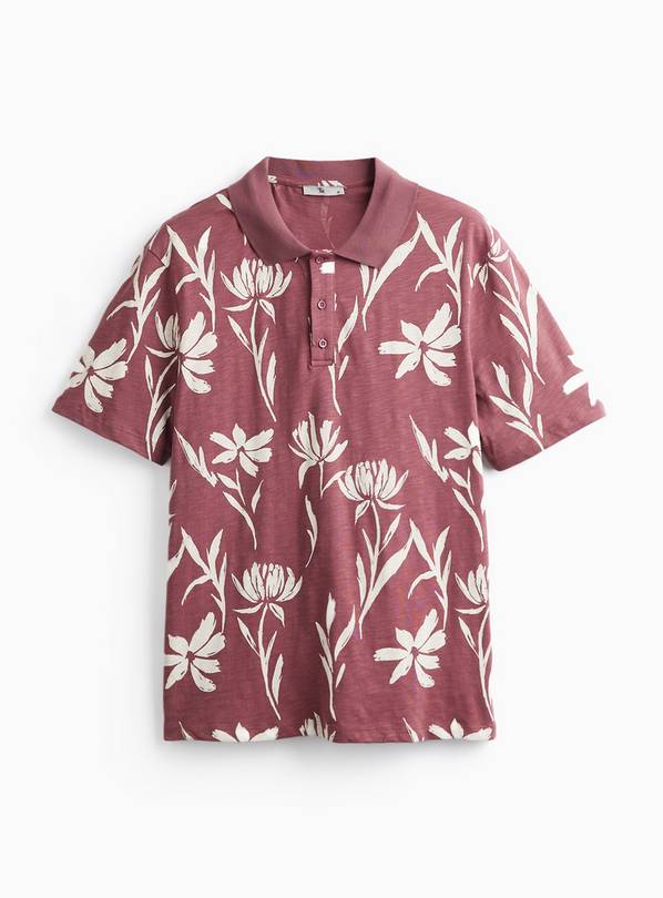 Pink Floral Print Polo Shirt XXXXL