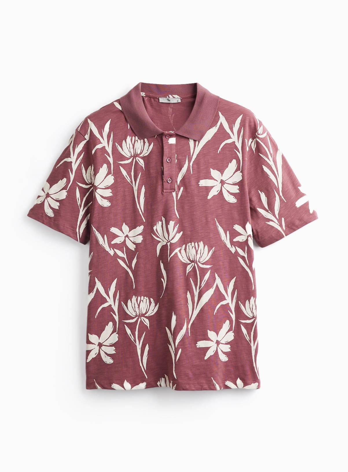 Pink Floral Print Polo Shirt XXL - Image 1