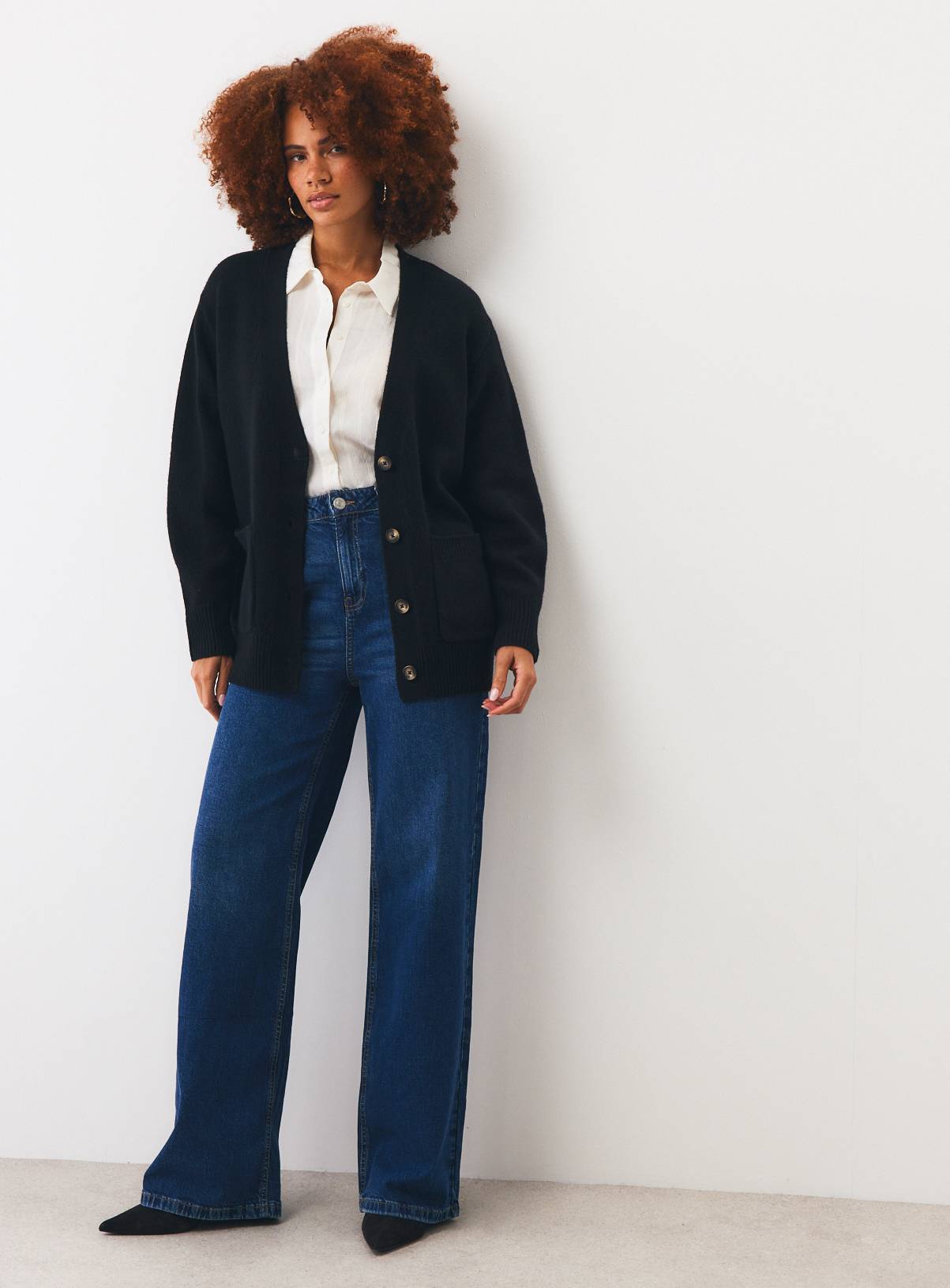 Black Pure Lambswool V-Neck Cardigan XL - Image 2