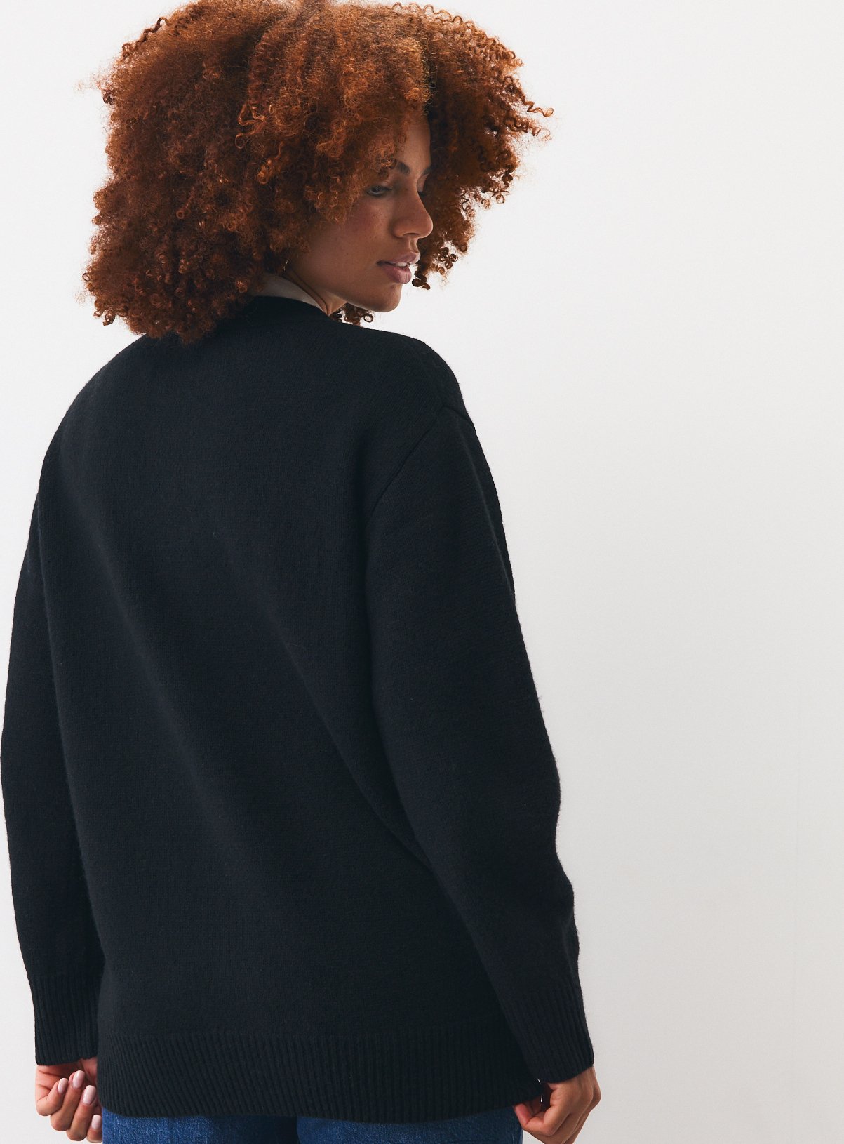 Black Pure Lambswool V-Neck Cardigan XL - Image 4 thumbnail
