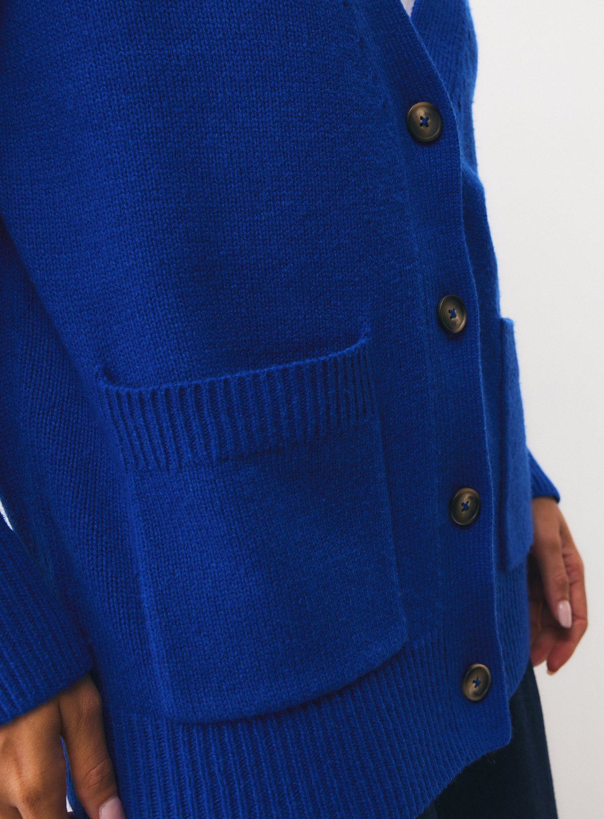 Blue Pure Lambswool V-Neck Cardigan XL - Image 3 thumbnail