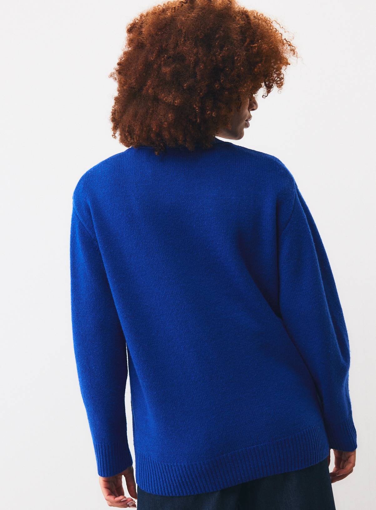 Blue Pure Lambswool V-Neck Cardigan XL - Image 4