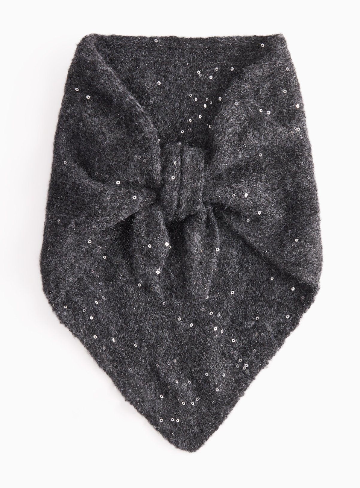 Granite Grey Sequin Triangle Knitted Scarf One Size - Image 2 thumbnail