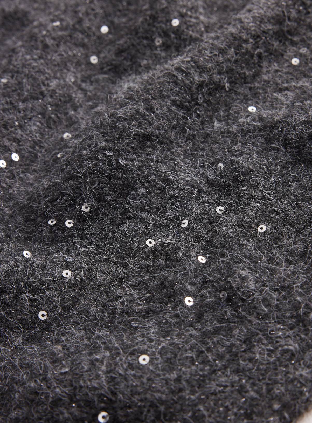 Granite Grey Sequin Triangle Knitted Scarf One Size - Image 3