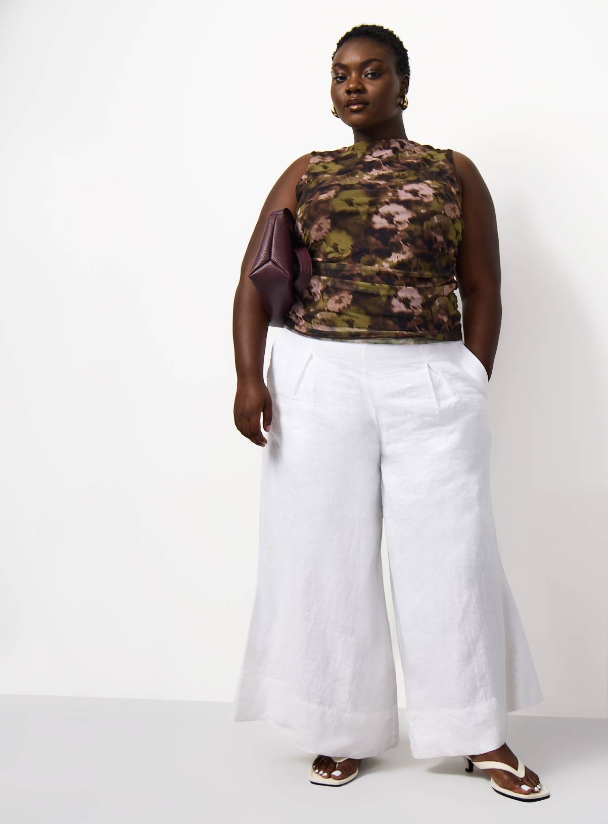 Green Floral Print Sleeveless Mesh Top 26 - Image 2