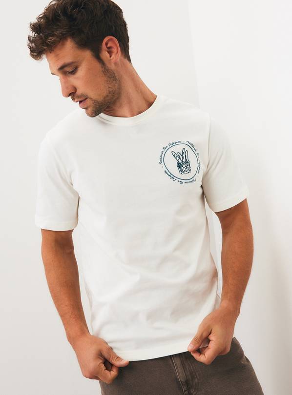 White 'Patisserie Rue Lafayette' Regular Fit T-shirt S