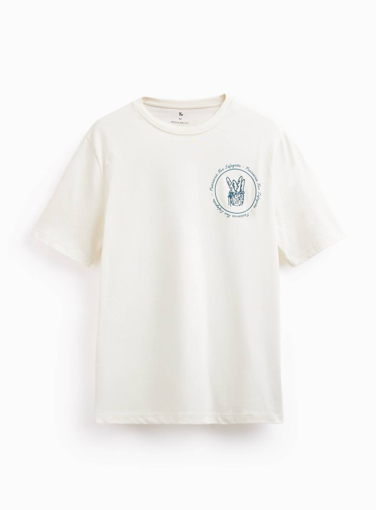 White 'Patisserie Rue Lafayette' Regular Fit T-shirt L - Image 3