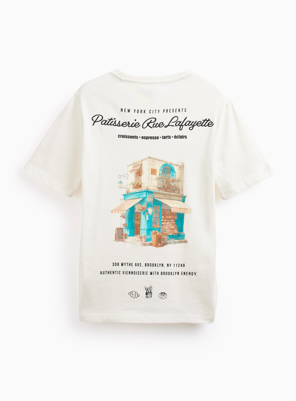 White 'Patisserie Rue Lafayette' Regular Fit T-shirt L - Image 4 thumbnail