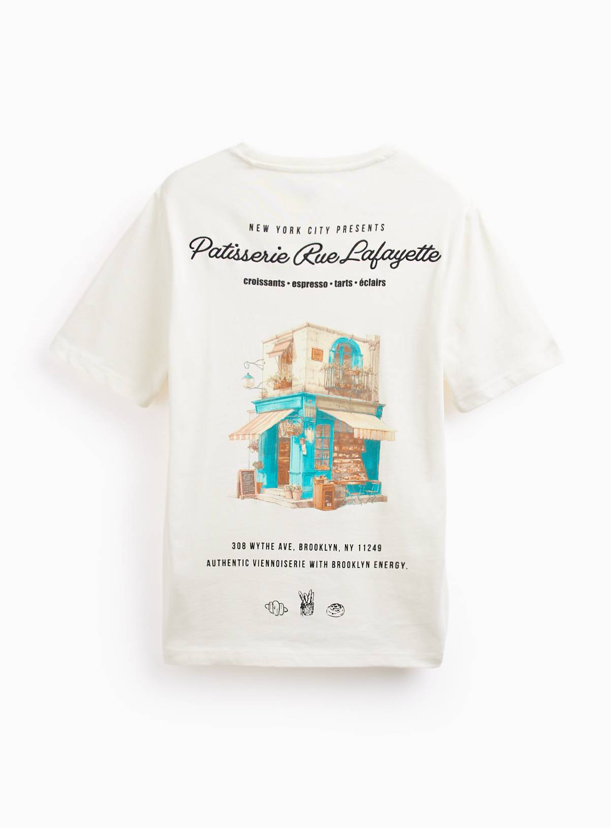 White 'Patisserie Rue Lafayette' Regular Fit T-shirt L - Image 4