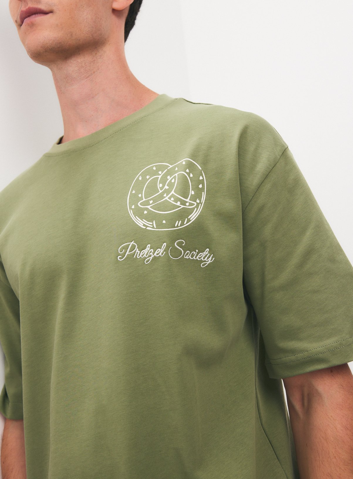 Olive Green Pretzel Society Relaxed Fit T-Shirt XXL - Image 2 thumbnail