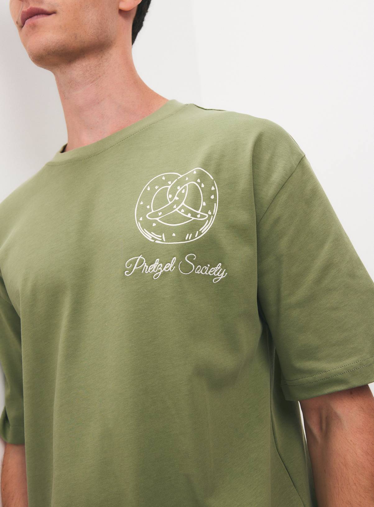 Olive Green Pretzel Society Relaxed Fit T-Shirt XXL - Image 2