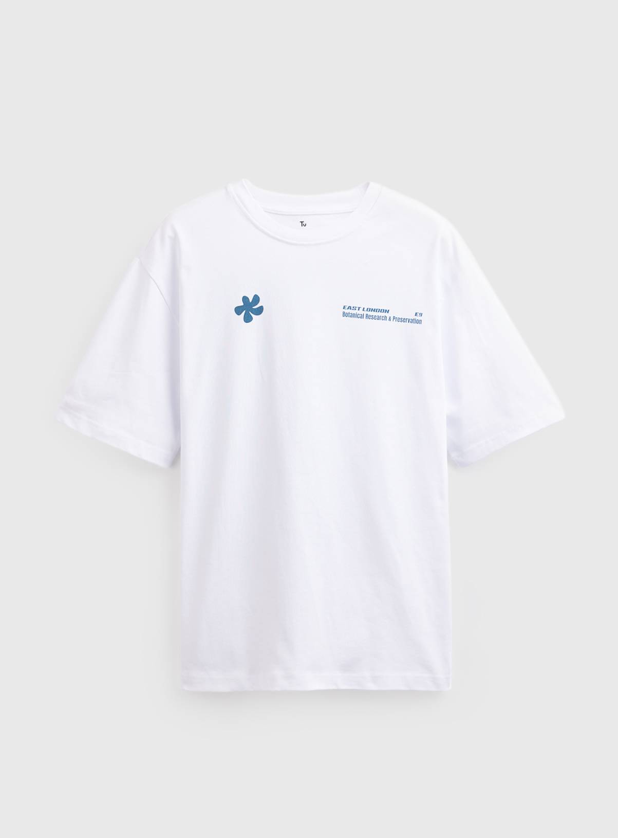 White Botanical Print Relaxed Fit T-Shirt L - Image 3