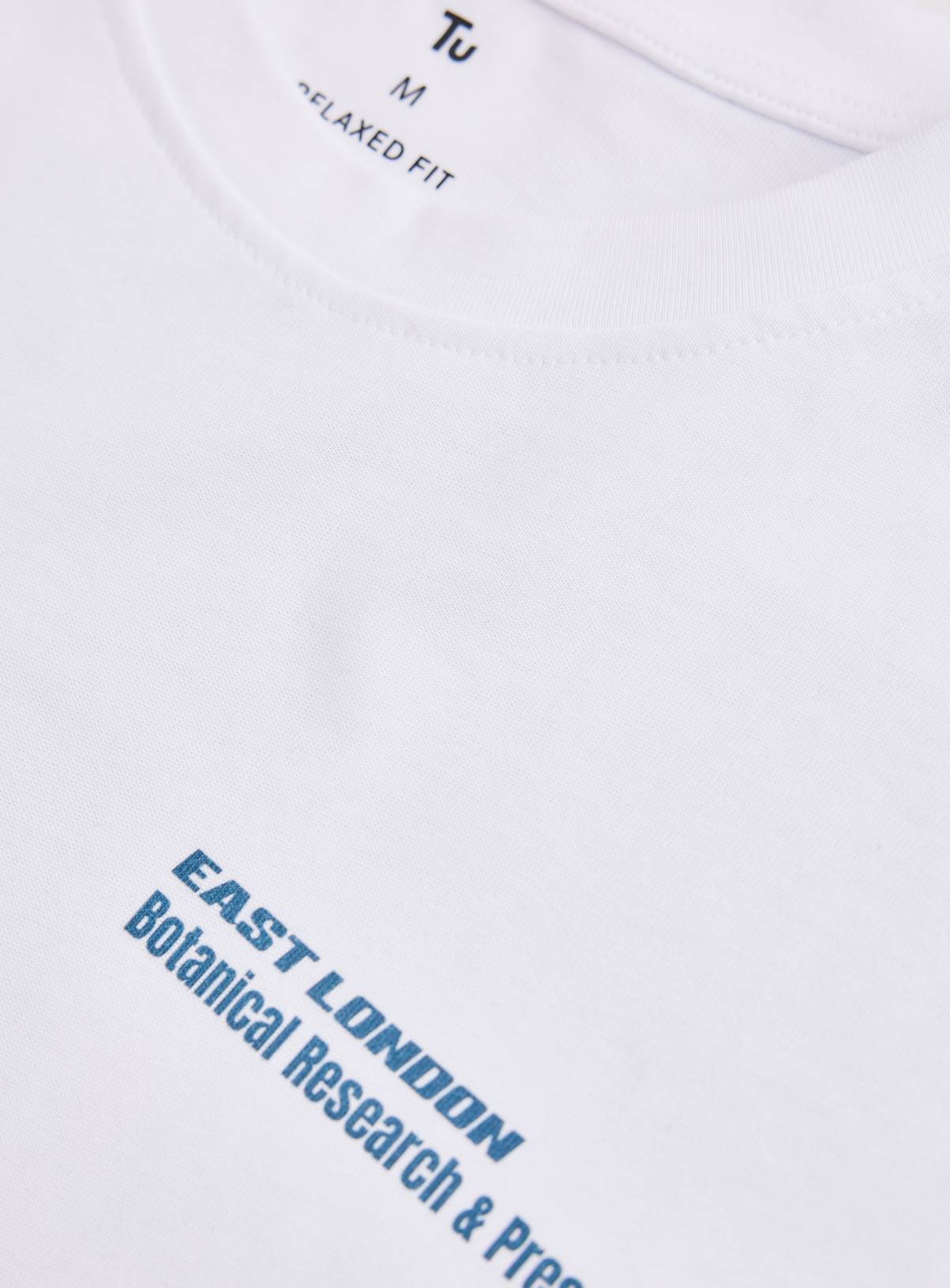 White Botanical Print Relaxed Fit T-Shirt L - Image 5