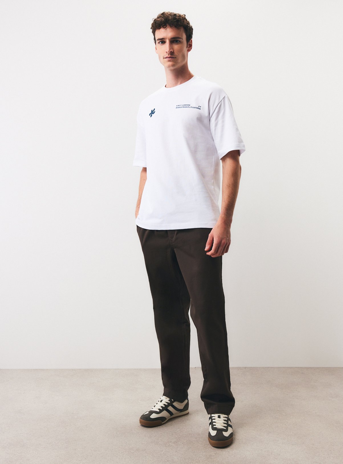 White Botanical Print Relaxed Fit T-Shirt L - Image 6 thumbnail