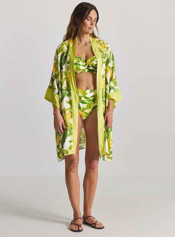 SIMPLY BE Border Print Open Maxi Kaftan 20-22