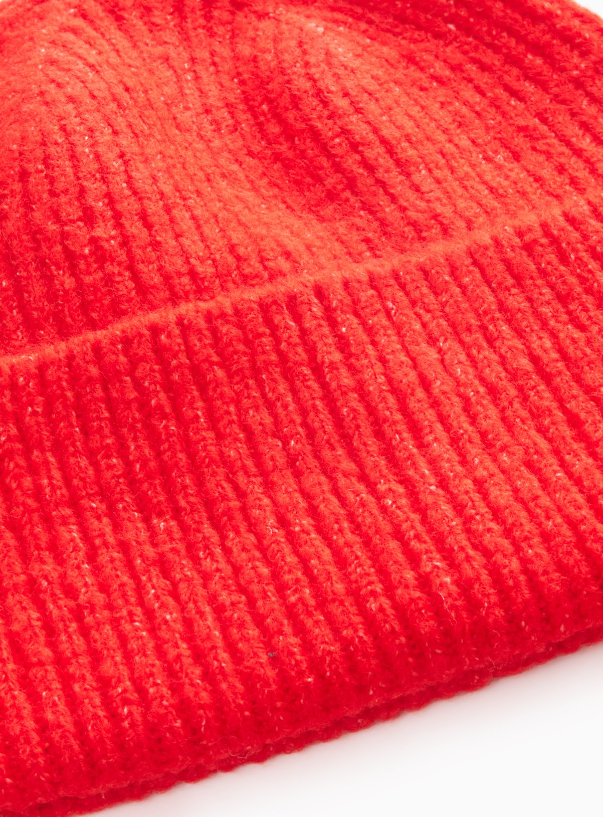 Red Ribbed Turn-Up Beanie One Size - Image 2 thumbnail