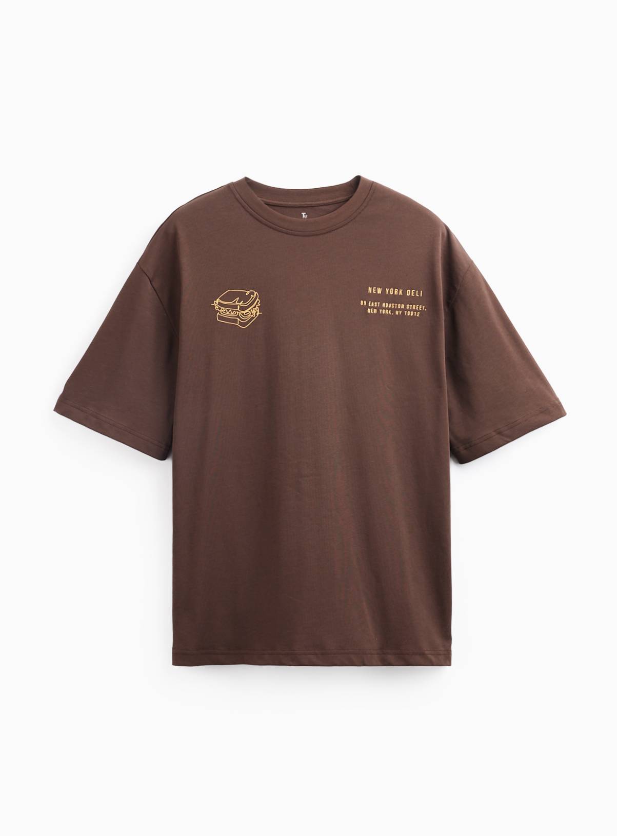 Brown New York Deli Graphic T-Shirt M - Image 3