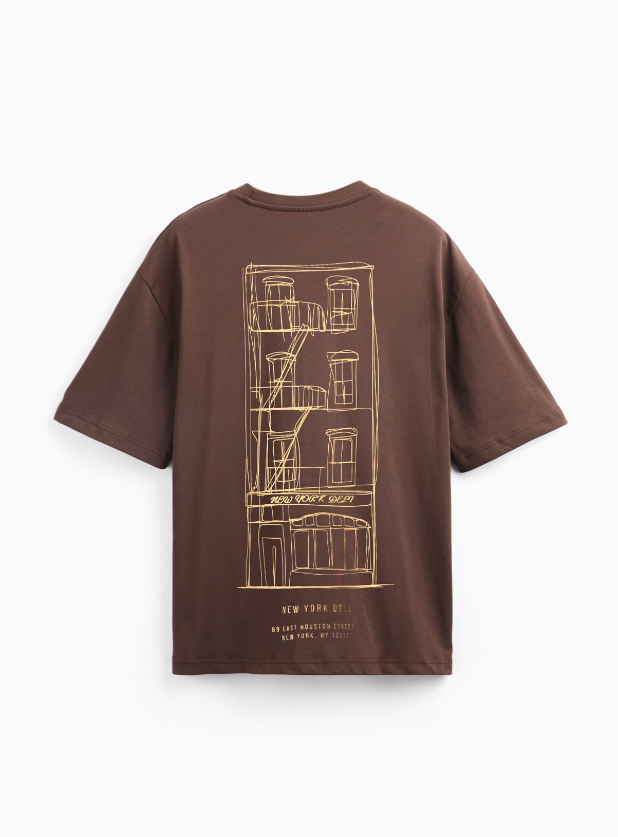 Brown New York Deli Graphic T-Shirt M - Image 4 thumbnail