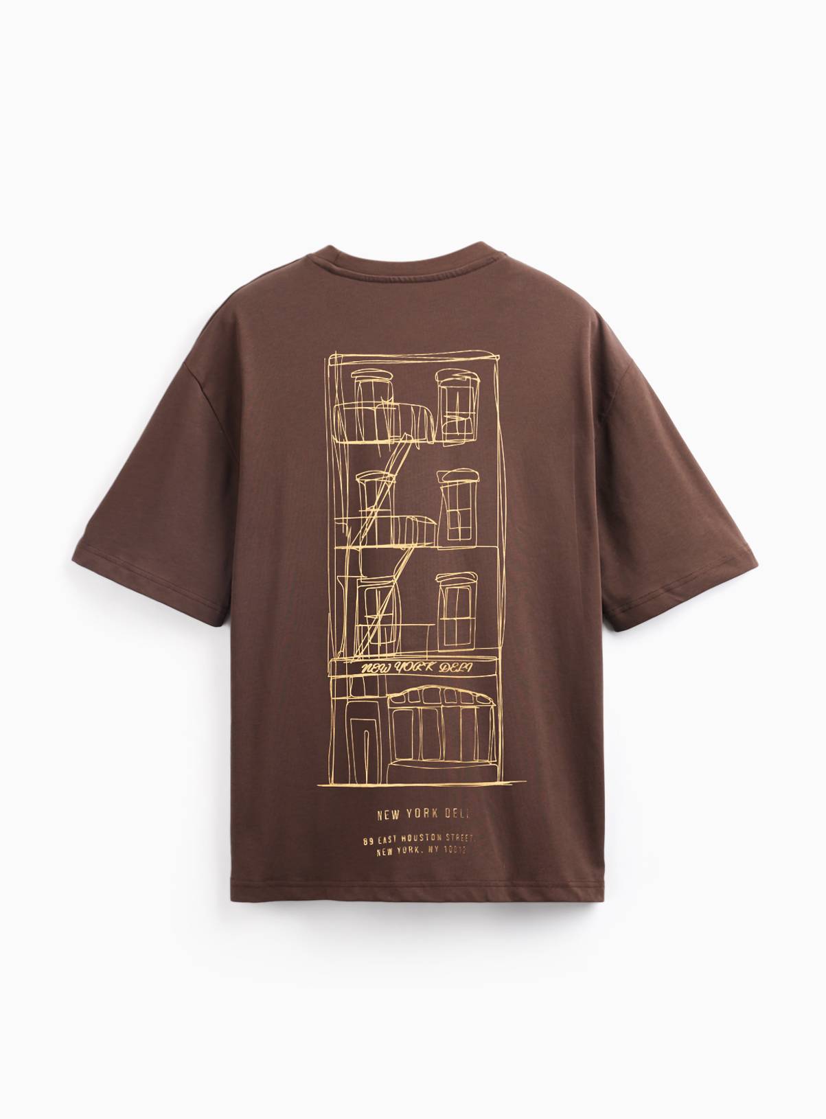 Brown New York Deli Graphic T-Shirt M - Image 4