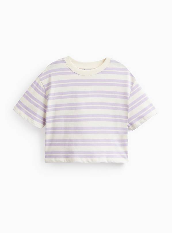 Lilac Stripe Print Boxy Fit T-Shirt 12 years